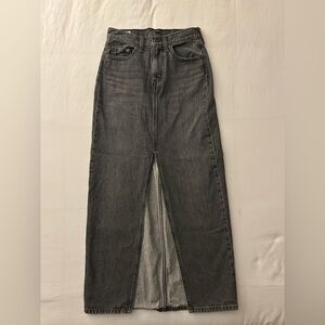 Levi’s Premium Black Washed Long Denim Skirt Size 24
